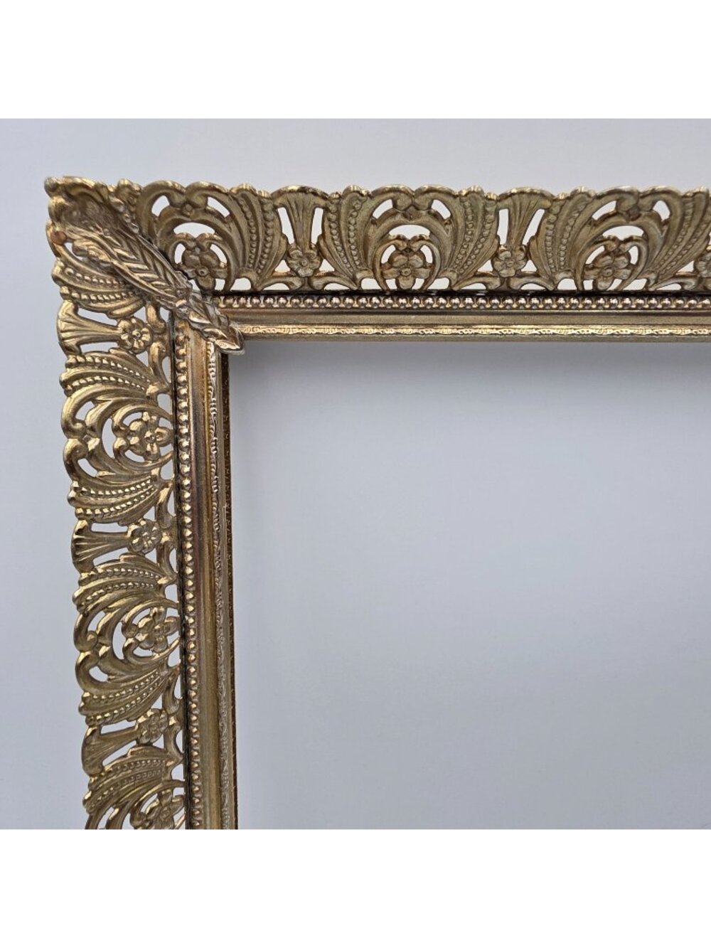 Ornate Gold-Tone Vintage Picture Frame Metal Floral & Leaf Detail 8x10 Inches